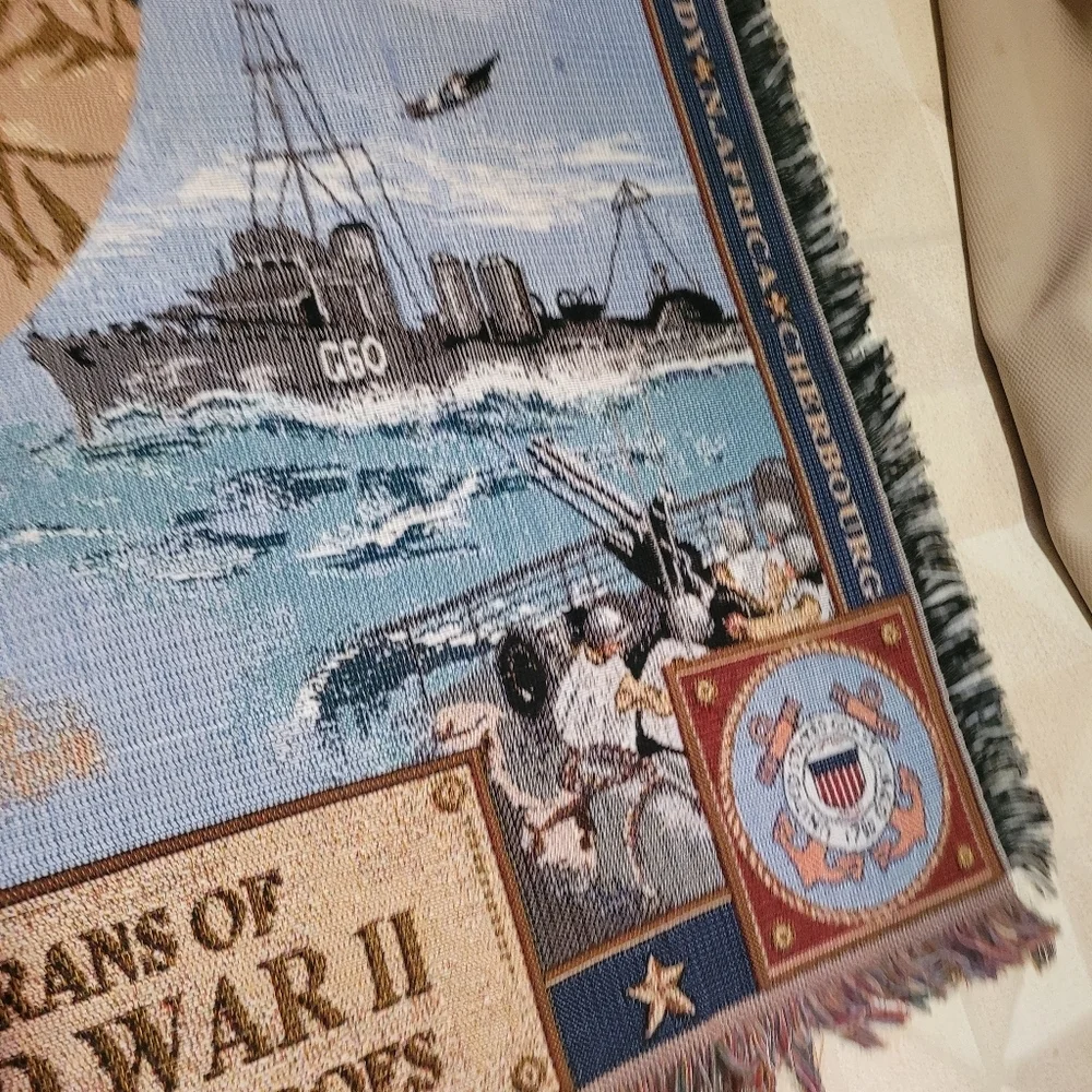 Veterans of WWII American Heroes Military Tapestry Throw Blanket